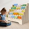 5-Tier Montessori Wooden Bookshelf with Scalloped Edges – Durable Kids Bookcase for Nursery, Classroom, Living Room, and Toddler Rooms